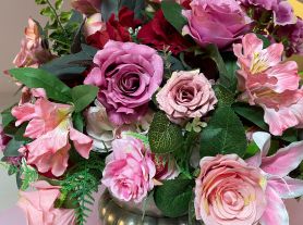 Arranjo flores em rosa