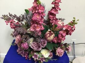 Arranjo rosa, lilás, marsala c/ toque branco
