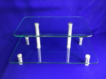 Baleiro vidro / inox retangular 2 níveis (50x30 e 40x25)
