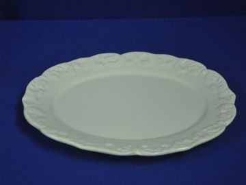 Bandeja porcelana trabalhada oval G - 29x24 cm