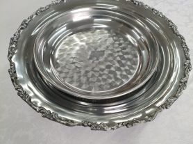 Bandeja Dupla Redonda Aluminio c/ base
