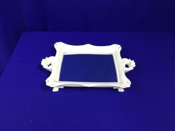 Bandeja resina / espelhada branca - 25x30 cm