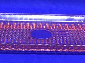 Bandeja retangular cristal rosé 34,5x17x3cm