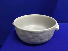 Bowl redondo cinza ceramico com 2 alças - 13x6