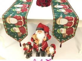 Trilho de mesa Natal - Papai Noel e Boneco de Neve 1,80X33 cm