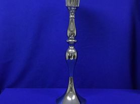 Candelabro de ferro prata 1 vela - 67,5 cm