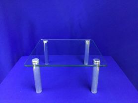 Lâmina de vidro quadrada  pé inox - 50x50x10 cm