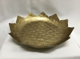 Centro de mesa alumínio dourado formato de flor 37x37x6cm
