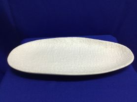 Centro de mesa oval bege ceramica - 34 cm