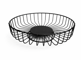 Centro de mesa redonda metal preto c/pé - 25x8 cm