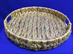 Cesta rattan redonda c/vidro - 38 cm