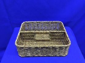 Cesta rattan retangular c/ divisória - 25x21