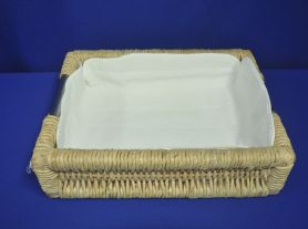 Cesta retangular palha de milho - 38x29x10 cm