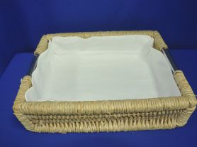 Cesta retangular palha de milho - 48x35x12 cm