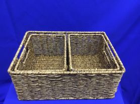 Cesto rattan retangular kit c/3 - 34x24