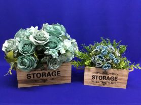 Decoração Conjunto 2 Caixas de madeira Storage c/ alças em corda