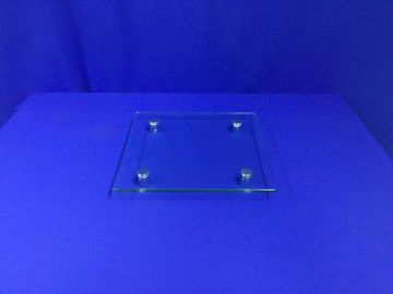 Lâmina de vidro quadrada pé inox - 30x30x2,5 cm