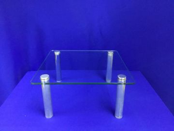 Lâmina de vidro quadrada pé inox - 45x45x20 cm