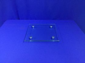 Lâmina de vidro quadrada pé inox - 45x45x2,5 cm