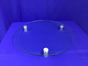 Lâmina de vidro redonda pé inox- 60x5 cm