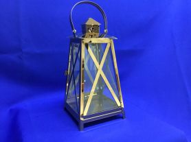 Lanterna Metal Torre cor cobre com vidro e alça 14,5x31 cm 