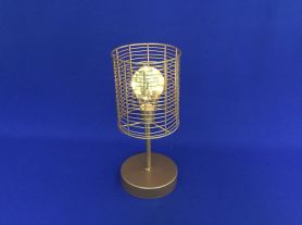 Luminária Metal cobre rose com lâmpada de vidro 12x12x28 cm 