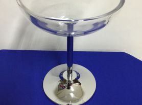 Mini champanheira vidro c/pé de ferro - 19,5x26,5cm