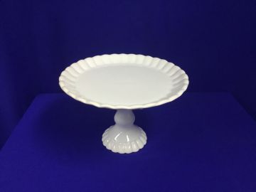 Porta bolo cerâmica branca - 25x38 cm