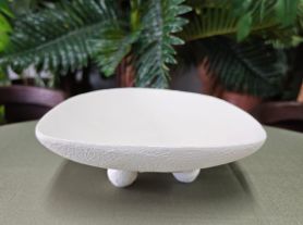 Porta doce branco resina testurizada 23,5x23x8,5