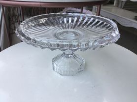 Porta doce c/ pé vidro trabalhado - 18 cm