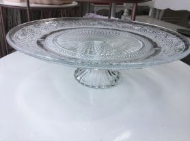 Porta doce c/ pé vidro trabalhado - 25,5 cm