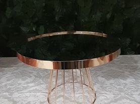 Porta doce espelhado dourado c/ pedestal ripas 20,5x 30,3cm