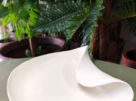Porta doce orgânico branco resina testurizada 25x24x10cm