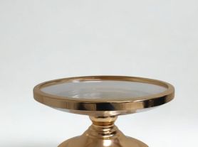 Porta doce redondo vidro c/ pé dourado - 12,5x21,5cm