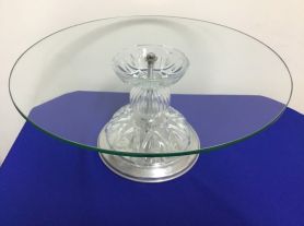 Porta doce redondo/vidro com pingente - 40x17 cm