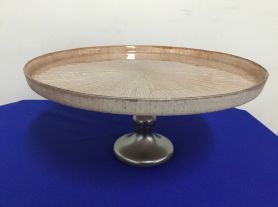 Porta doce vidro c/pé prateado - 32x14