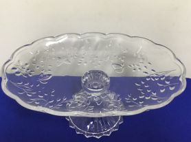 Porta oval vidro folhas c/ pé - 31x20x12cm
