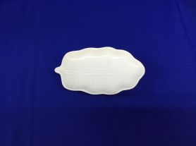Prato folha porcelana branco 16x9x2cm