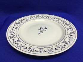 Prato raso porcelana branco detalhes azul 28 cm