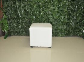 Puff quadrado courino branco - 44x44x42 cm