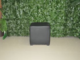 Puff quadrado courino preto - 44x44 cm