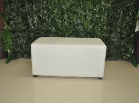 Puff retângular courino branco - 90x44 cm