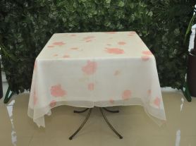 Sobre toalha champanhe floral rosa vermelha quadrada  voil  - 1,50x1,50 