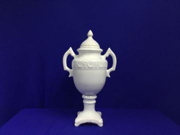 Vaso cerâmica colonial com tampa branca - 22x40 cm 