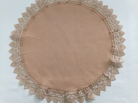 Toalha Americana Redonda Nude Rendada 44cm