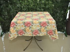 Toalha estampada floral amarela/vermelha quadrada - 1,50x1,50