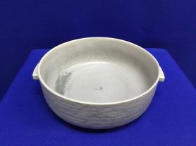 Travessa cinza redonda ceramica com 2 alças - 21,5 cm