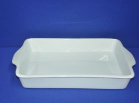 Travessa porcelana retângular com alça - 34x22x5,5 cm