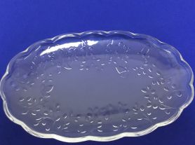 Travessa oval vidro folhas - 31x20x3cm