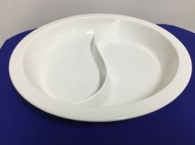 Travessa porcelana redonda c/ divisória em S
